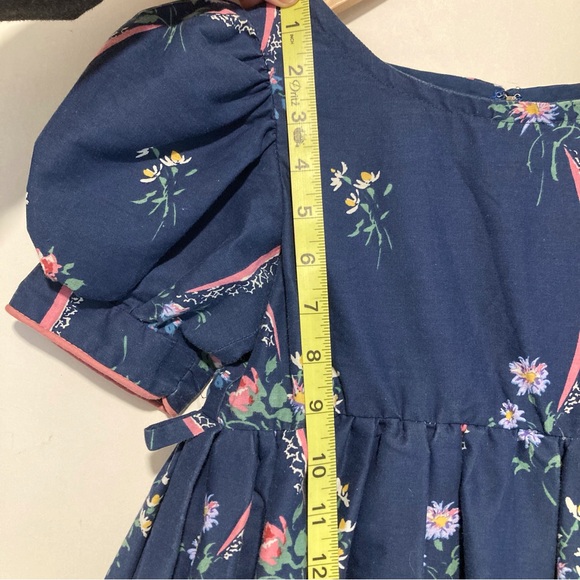 Vintage Handmade Daisy Kingdom Girls Dress Blue With Floral Border Size 7 - Picture 7 of 10